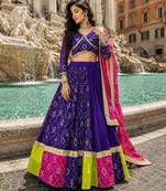 Purple Georgette Navratri Lehenga Choli Set with Dupatta