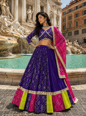 Purple Georgette Navratri Lehenga Choli Set with Dupatta 2