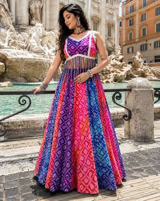 Multicolor Foil Print Navratri Chaniya Choli 1
