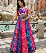 Multicolor Foil Print Navratri Chaniya Choli