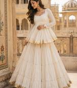 Off White Pure Cotton Navratri Kediyu Lehenga Set
