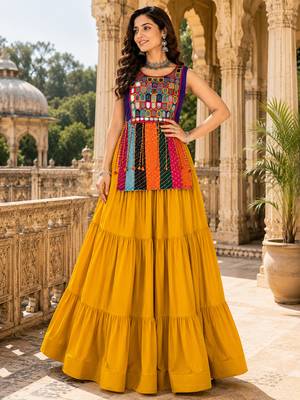 Multicolor Navratri Mirror Work Bandhani Chaniya Choli Set 1