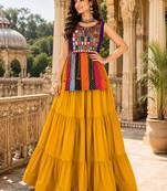 Multicolor Navratri Mirror Work Bandhani Chaniya Choli Set