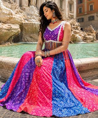 Multicolor Foil Print Navratri Chaniya Choli 2