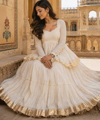 Off White Pure Cotton Navratri Kediyu Lehenga Set 2