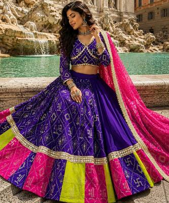 Purple Georgette Navratri Lehenga Choli Set with Dupatta 4