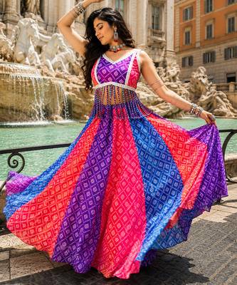 Multicolor Foil Print Navratri Chaniya Choli 3