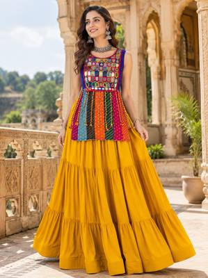 Multicolor Navratri Mirror Work Bandhani Chaniya Choli Set 3