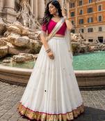 White Moonlight Mirror Work Navratri Lehenga Choli Set