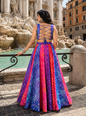 Multicolor Foil Print Navratri Chaniya Choli 4