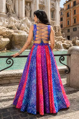Multicolor Foil Print Navratri Chaniya Choli