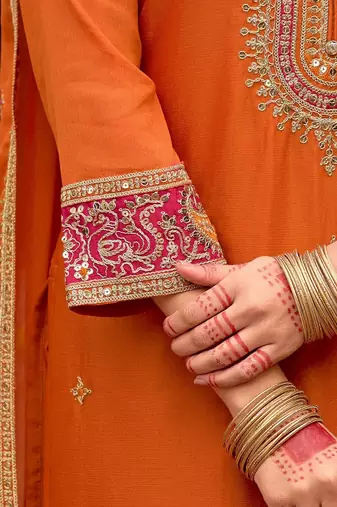 Women Ethnic Motifs Embroidered Sequinned Kurta with Trousers & With Dupatta
