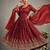 Maroon embroidered silk blend  anarkali suit with dupatta set