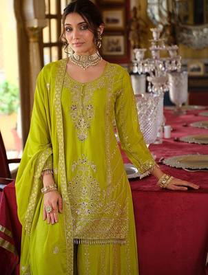 Women Ethnic Motifs Embroidered Mirror Work Kurta with Palazzos & With Dupatta 3