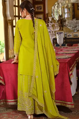 Women Ethnic Motifs Embroidered Mirror Work Kurta with Palazzos & With Dupatta