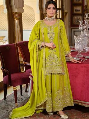 Women Ethnic Motifs Embroidered Mirror Work Kurta with Palazzos & With Dupatta 6