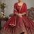Maroon embroidered silk blend  anarkali suit with dupatta set