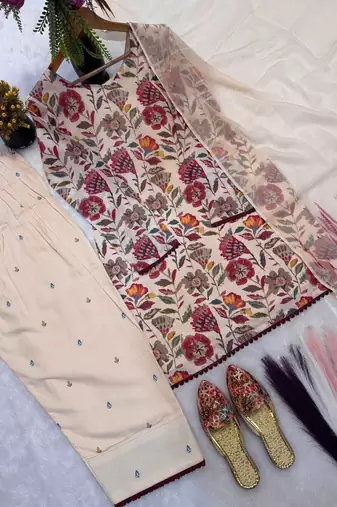 Multi Color Printed Work Cotton Salwar Suit