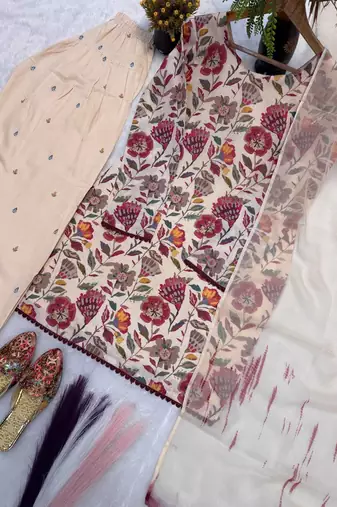 Multi Color Printed Work Cotton Salwar Suit