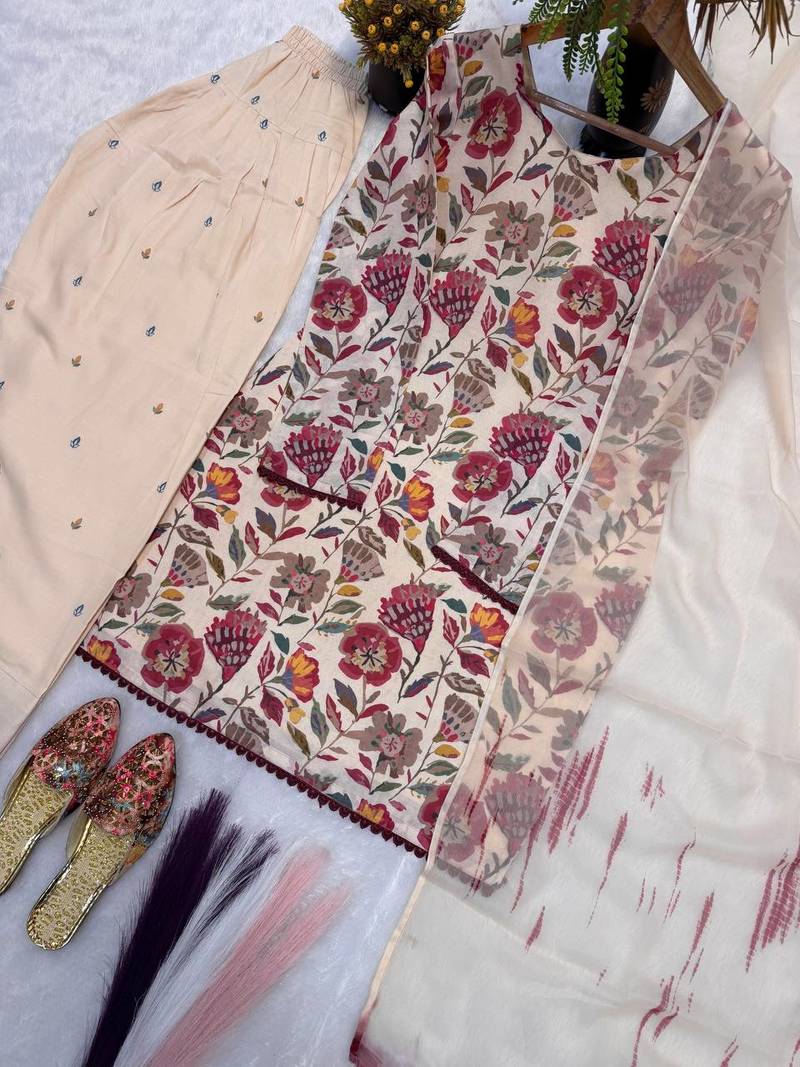 Multi Color Printed Work Cotton Salwar Suit