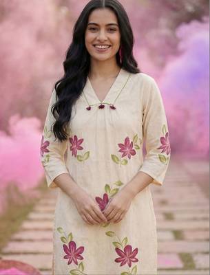 Women Floral Printed Cotton Kurta with Trousers & With Dupatta 5