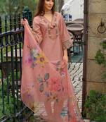 Women Floral Embroidered Thread Work Kurta with Trousers & With Dupatta