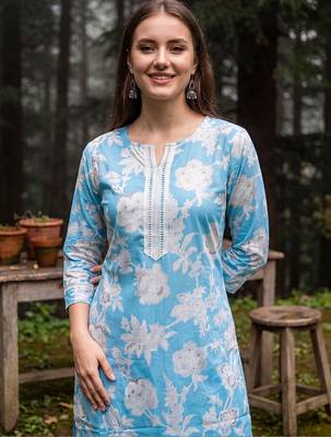 Women Floral Printed Cotton Kurta with Palazzos 2