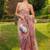 Pink tabby silk printed saree with real mirror work & sequins embroidery with unstitched blouse