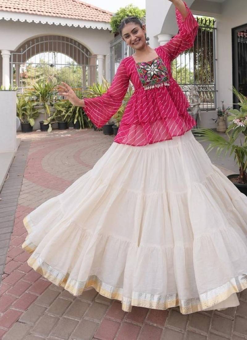 red chinon semi stitched suit with embroidery & sequence work