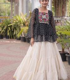 blue chinon Lehenga and top with embroidery & Sequin work