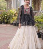blue chinon Lehenga and top with embroidery & Sequin work