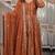 Orange fuax blooming party wear embroidery anarkali suit set