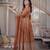 Orange fuax blooming party wear embroidery anarkali suit set