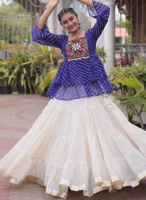 white chinon Lehenga and top with embroidery & Sequin work 1