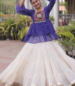 white chinon Lehenga and top with embroidery & Sequin work