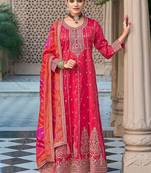Ethnic Motifs Embroidered Sequinned Anarkali Kurta with Trouser & Dupatta