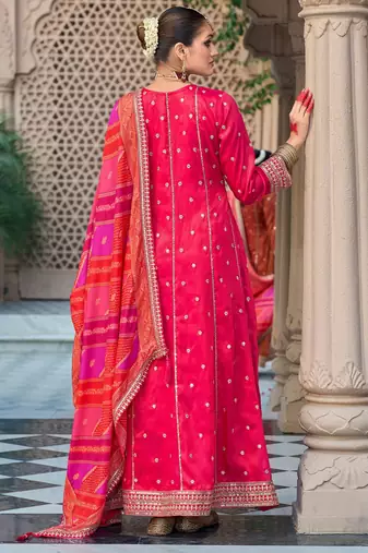 Ethnic Motifs Embroidered Sequinned Anarkali Kurta with Trouser & Dupatta