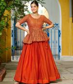 purple chinon semi stitched suit with embroidery & sequence work