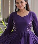 Violet Cotton Readymade Navratri Lehenga Choli with Gota-Patti & Lace Work