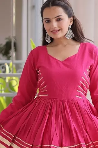 Rani Cotton Readymade Navratri Lehenga Choli with Gota-Patti & Lace Work
