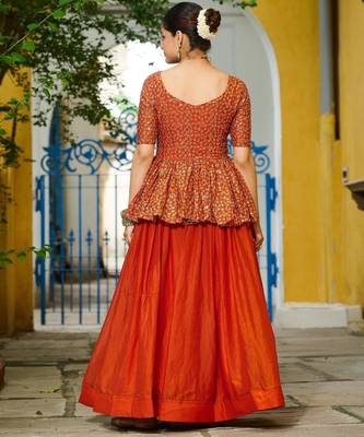 purple chinon semi stitched suit with embroidery & sequence work 4
