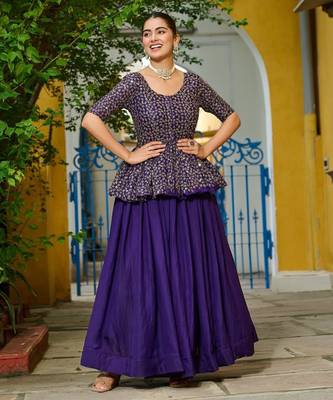 red chinon Lehenga and top with embroidery & Sequin work 1
