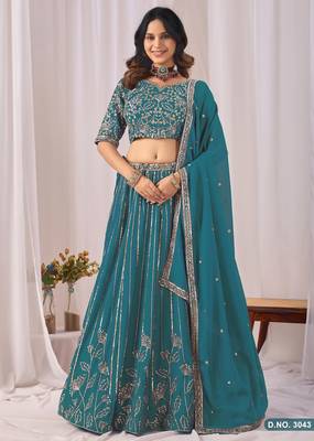 Faux Georgette Lehenga Choli with Embroidered & Sequin Work 1