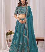 Faux Georgette Lehenga Choli with Embroidered & Sequin Work