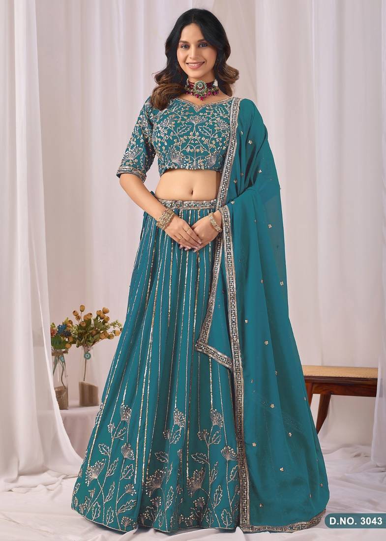 Faux Georgette Lehenga Choli with Embroidered & Sequin Work