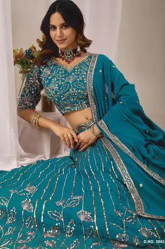 Faux Georgette Lehenga Choli with Embroidered & Sequin Work