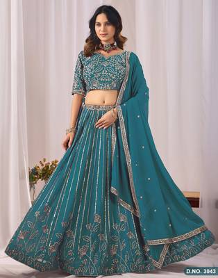 Faux Georgette Lehenga Choli with Embroidered & Sequin Work 3