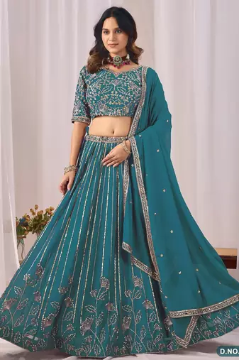 Faux Georgette Lehenga Choli with Embroidered & Sequin Work