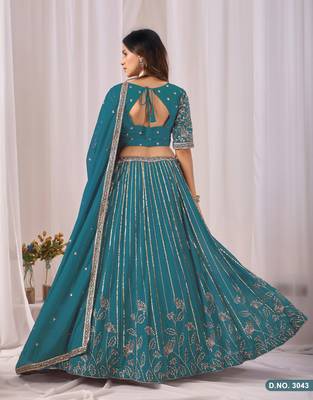 Faux Georgette Lehenga Choli with Embroidered & Sequin Work 4
