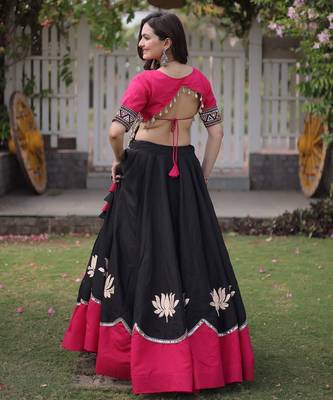 black chinon Lehenga and top with embroidery & Sequin work 3